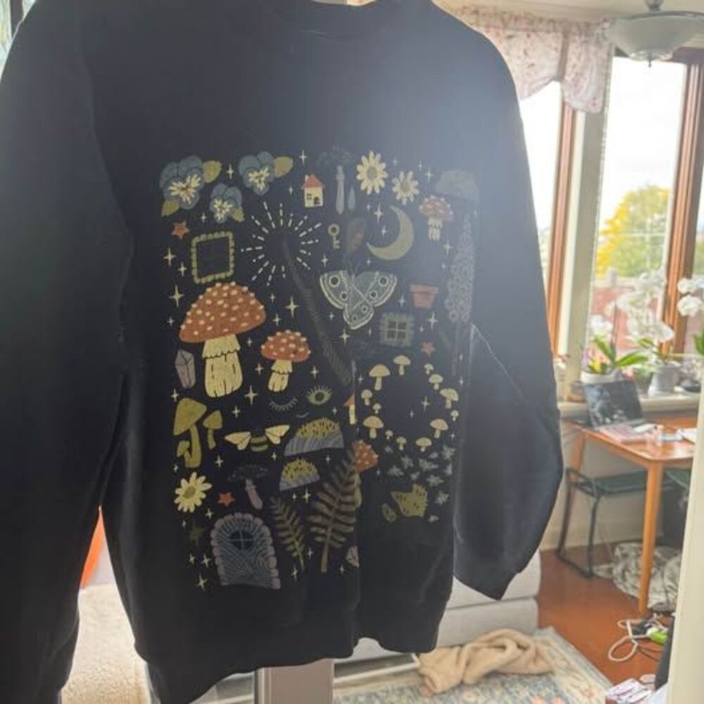 Cider Black Mushroom Cottagecore Crewneck Sweatshirt